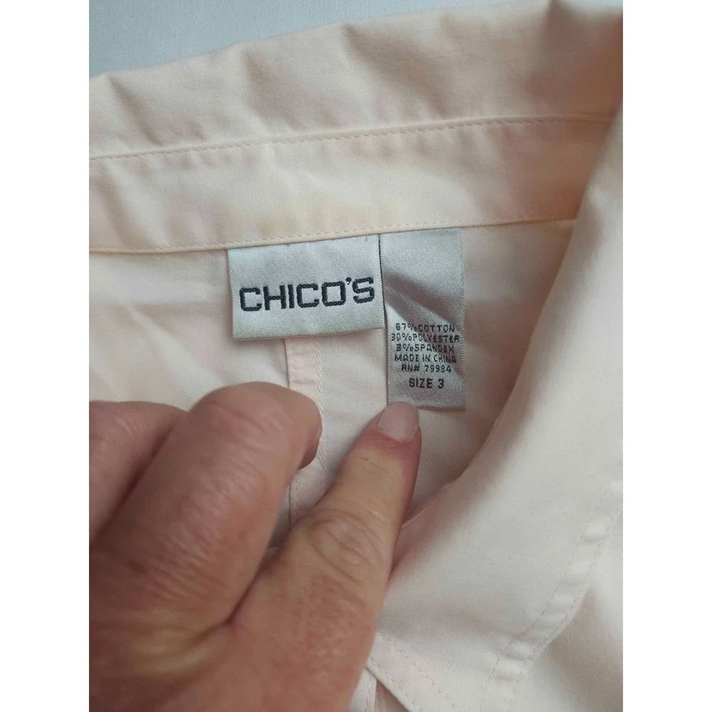 Chicos BUtton Up Womens Size 3 US 16 Pink Minimalist Office Classic Academia